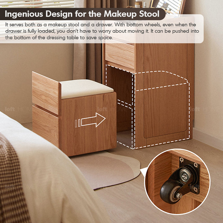 Scandinavian Oak Wood Dressing Table CLASSIC GLAM