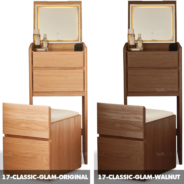 Scandinavian Oak Wood Dressing Table CLASSIC GLAM