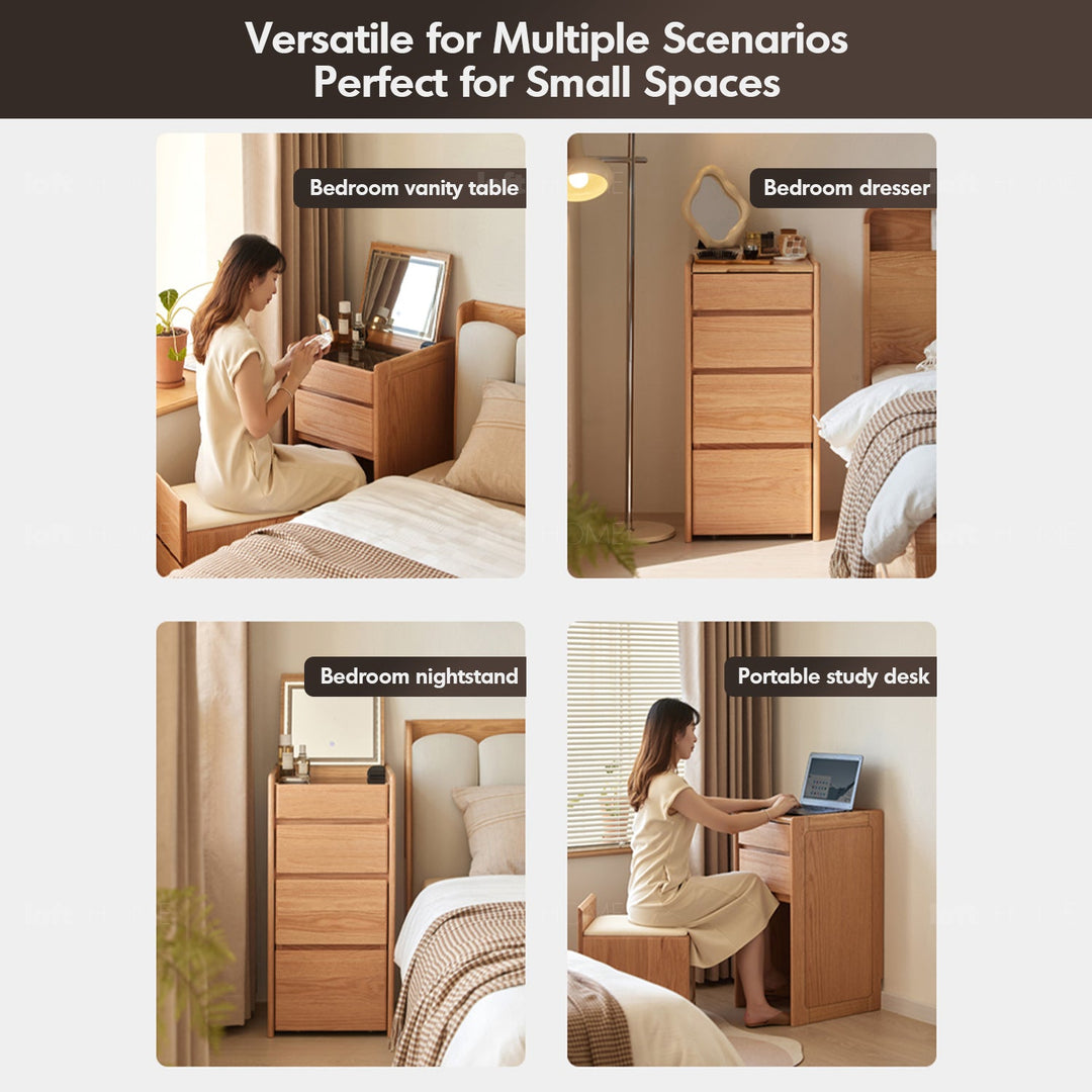 Scandinavian Oak Wood Dressing Table CLASSIC GLAM