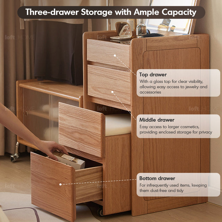 Scandinavian Oak Wood Dressing Table CLASSIC GLAM