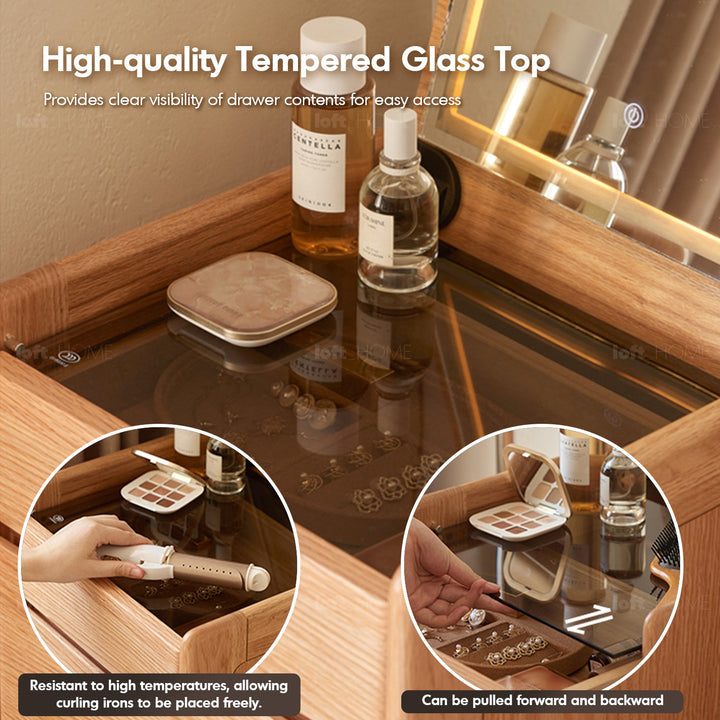 Scandinavian Oak Wood Dressing Table CLASSIC GLAM