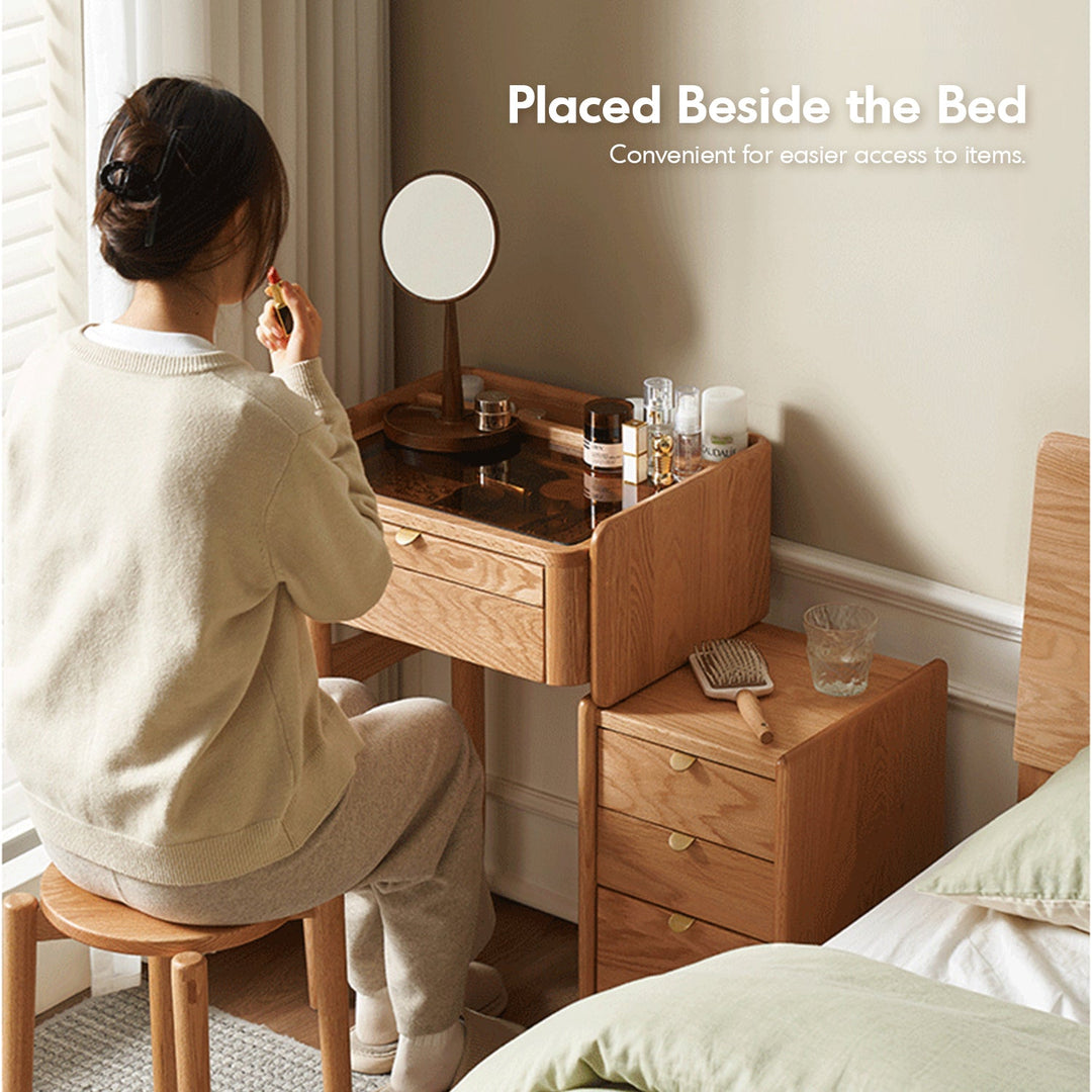 Scandinavian Oak Wood Dressing Table With Chest Of Drawers PURE