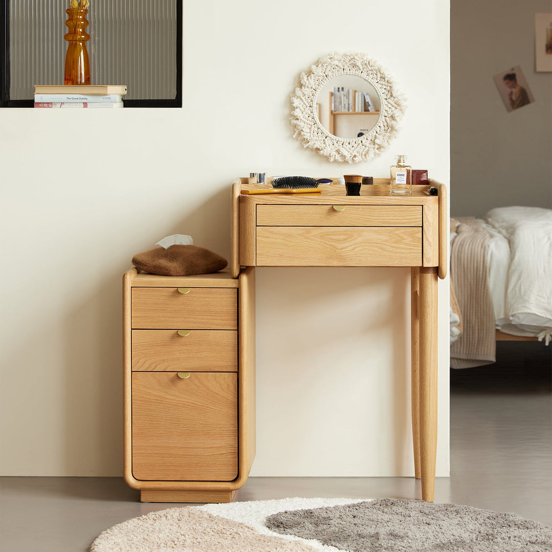 Scandinavian Oak Wood Dressing Table With Chest Of Drawers PURE