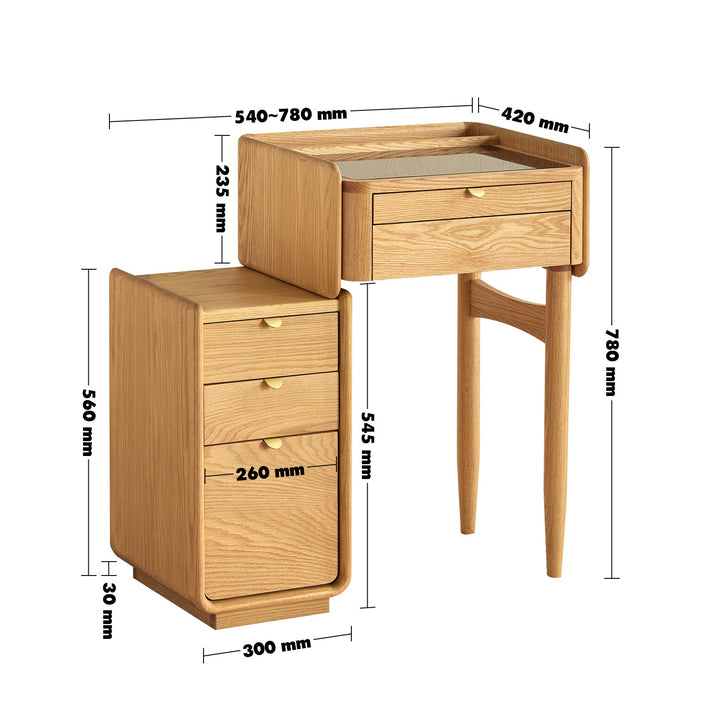 Scandinavian Oak Wood Dressing Table With Chest Of Drawers PURE