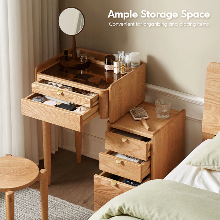 Scandinavian Oak Wood Dressing Table With Chest Of Drawers PURE