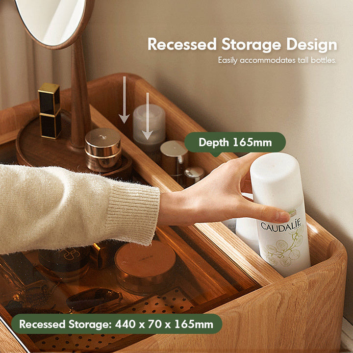 Scandinavian Oak Wood Dressing Table With Chest Of Drawers PURE