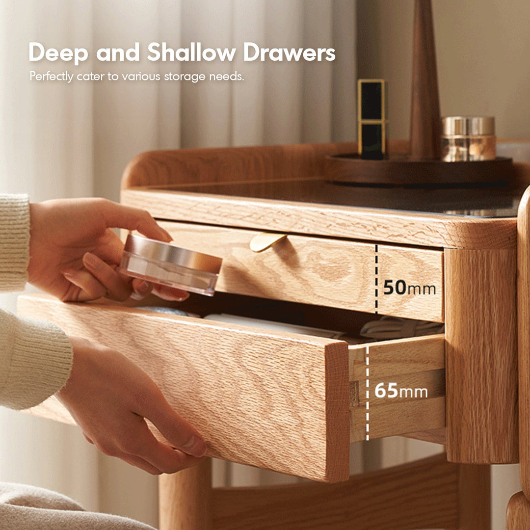 Scandinavian Oak Wood Dressing Table With Chest Of Drawers PURE