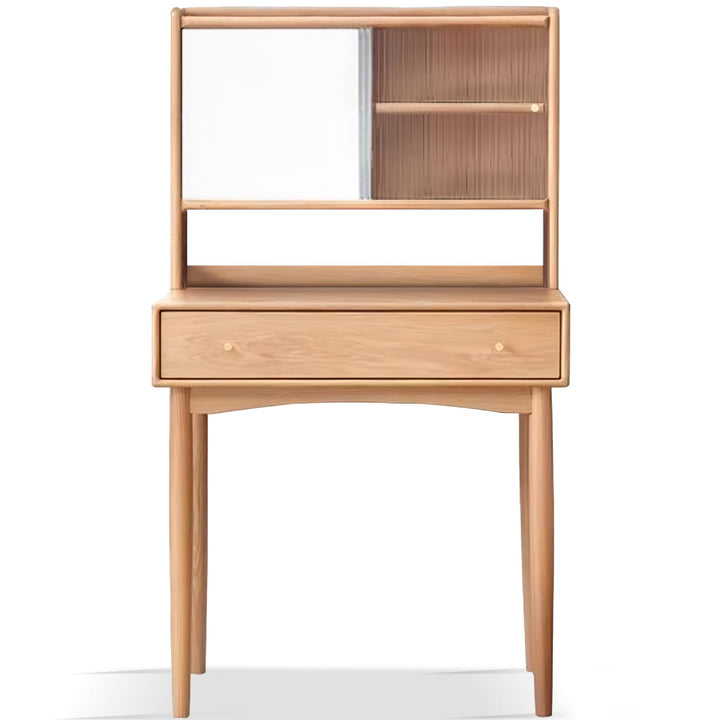 Scandinavian Oak Wood Moru Glass Dressing Table With Mirror GLEAM