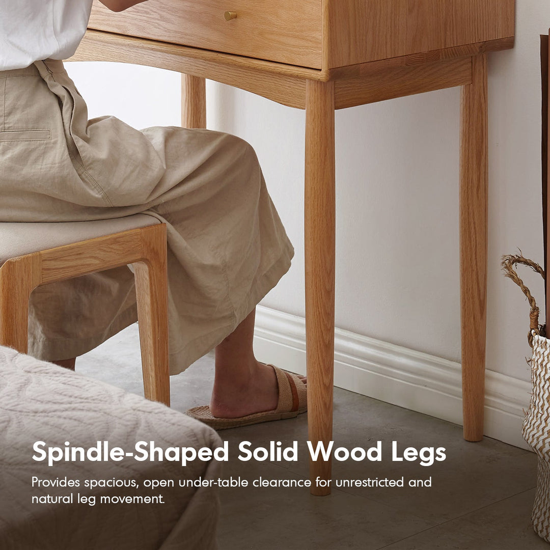 Scandinavian Oak Wood Moru Glass Dressing Table With Mirror GLEAM