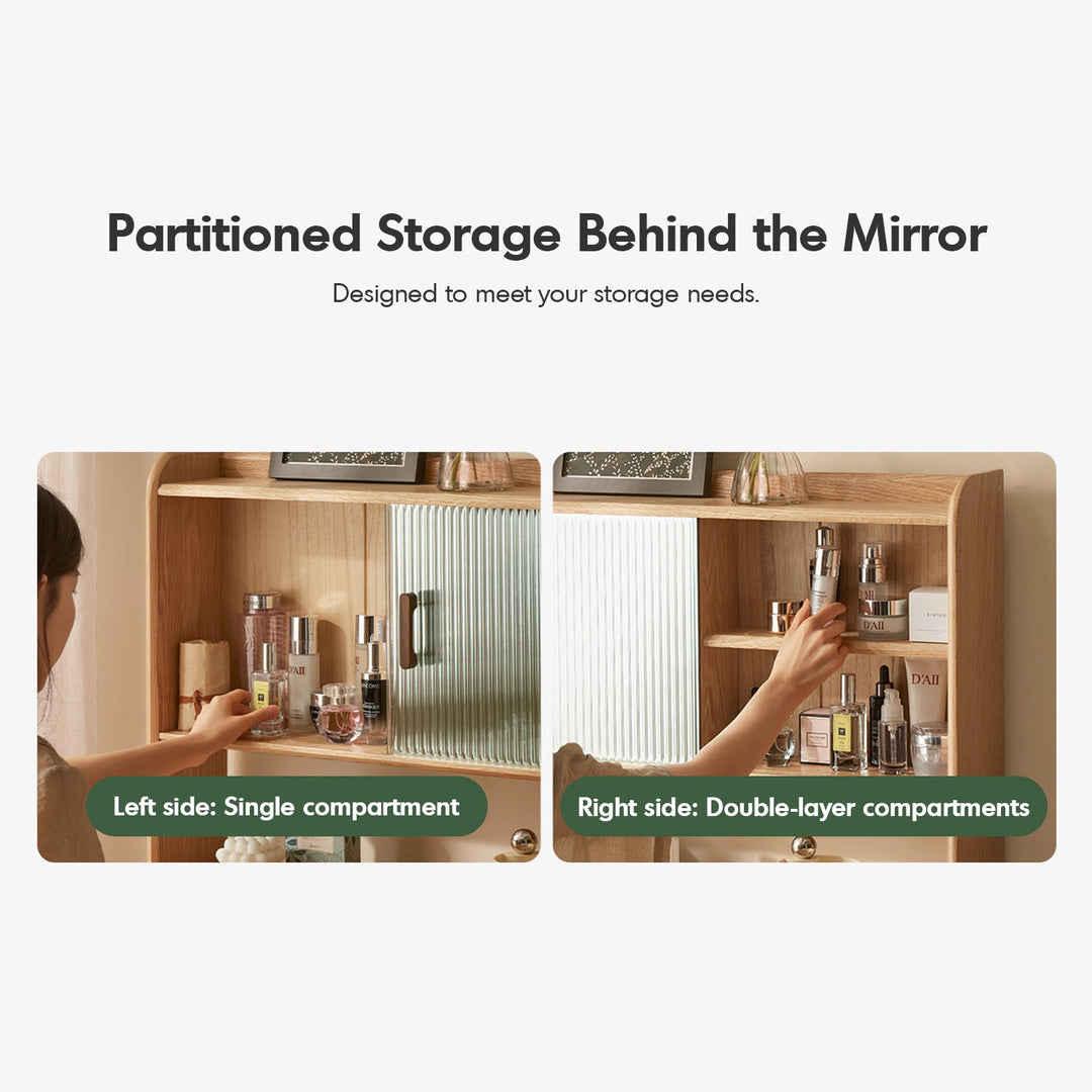 Scandinavian Oak Wood Dressing Table With Mirror NIA