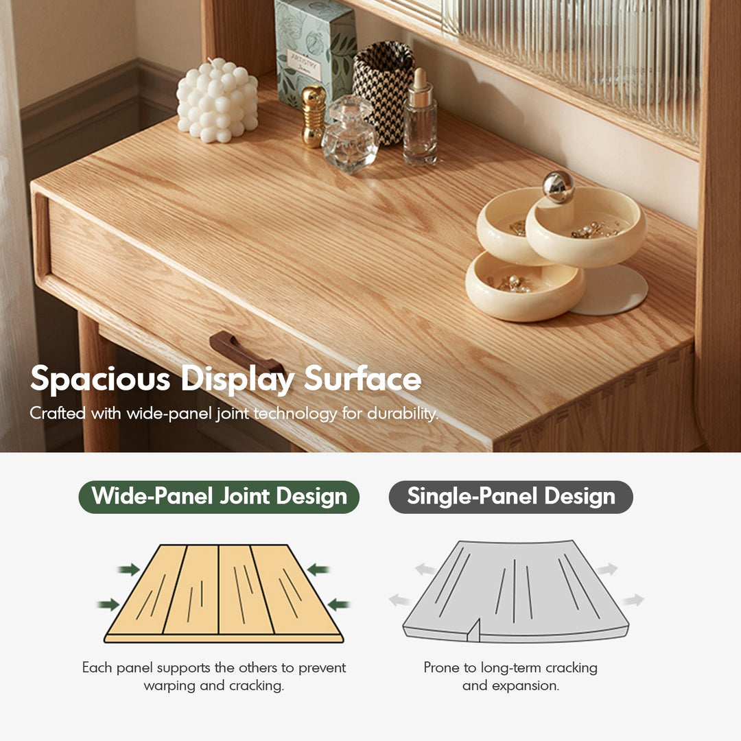 Scandinavian Oak Wood Dressing Table With Mirror NIA