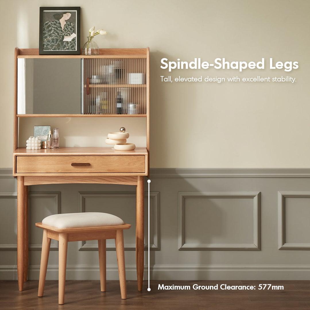 Scandinavian Oak Wood Dressing Table With Mirror NIA