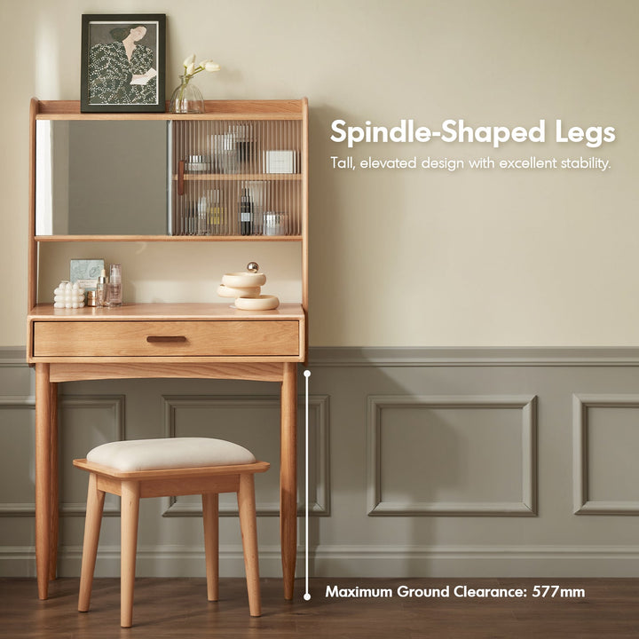 Scandinavian Oak Wood Dressing Table With Mirror NIA