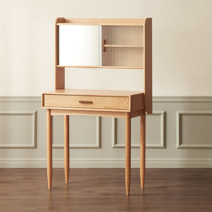 Scandinavian Oak Wood Dressing Table With Mirror NIA