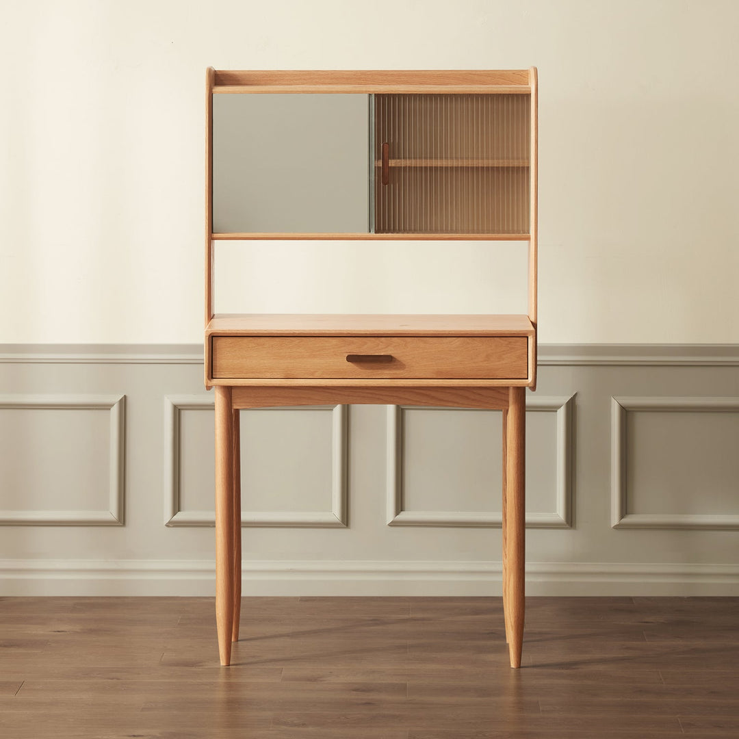 Scandinavian Oak Wood Dressing Table With Mirror NIA