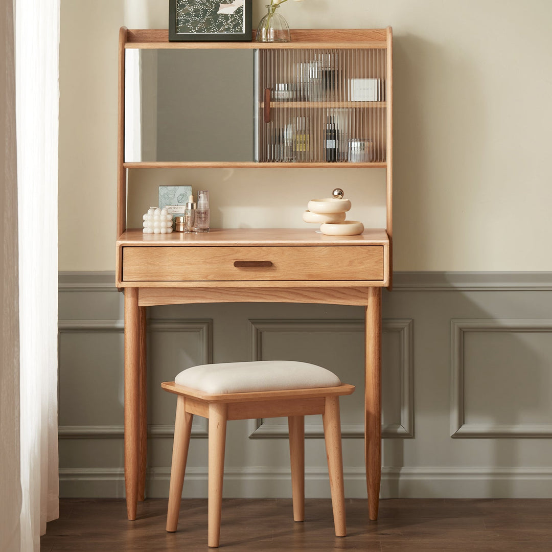 Scandinavian Oak Wood Dressing Table With Mirror NIA