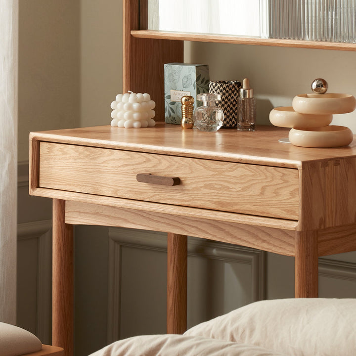 Scandinavian Oak Wood Dressing Table With Mirror NIA