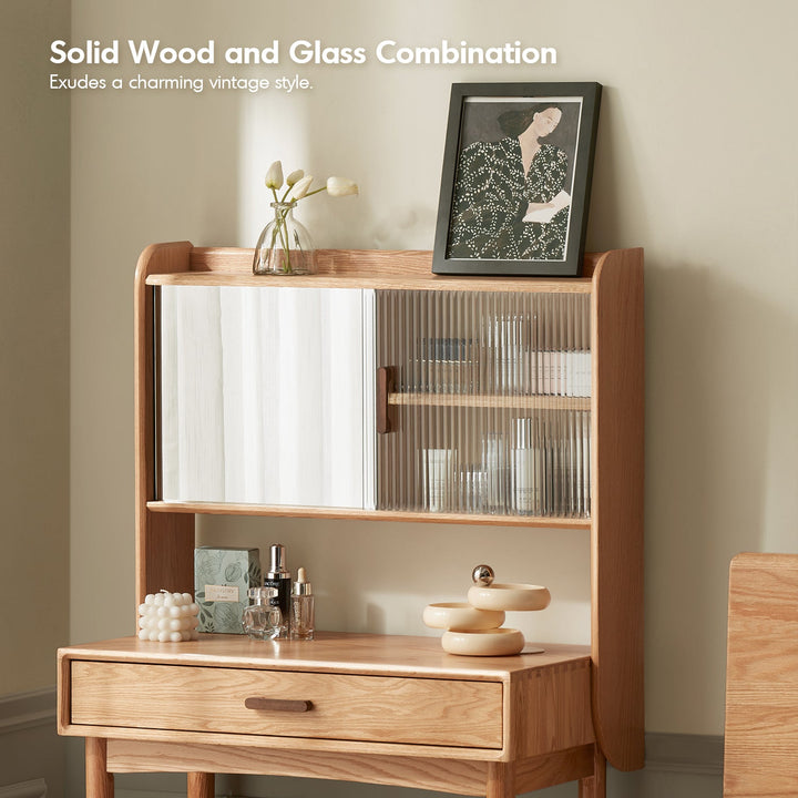 Scandinavian Oak Wood Dressing Table With Mirror NIA