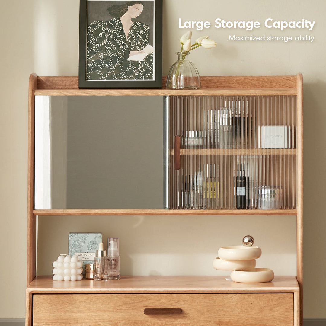 Scandinavian Oak Wood Dressing Table With Mirror NIA