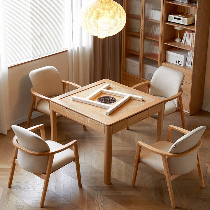 Scandinavian oak wood electric automatic mahjong table luckyv primary product view.