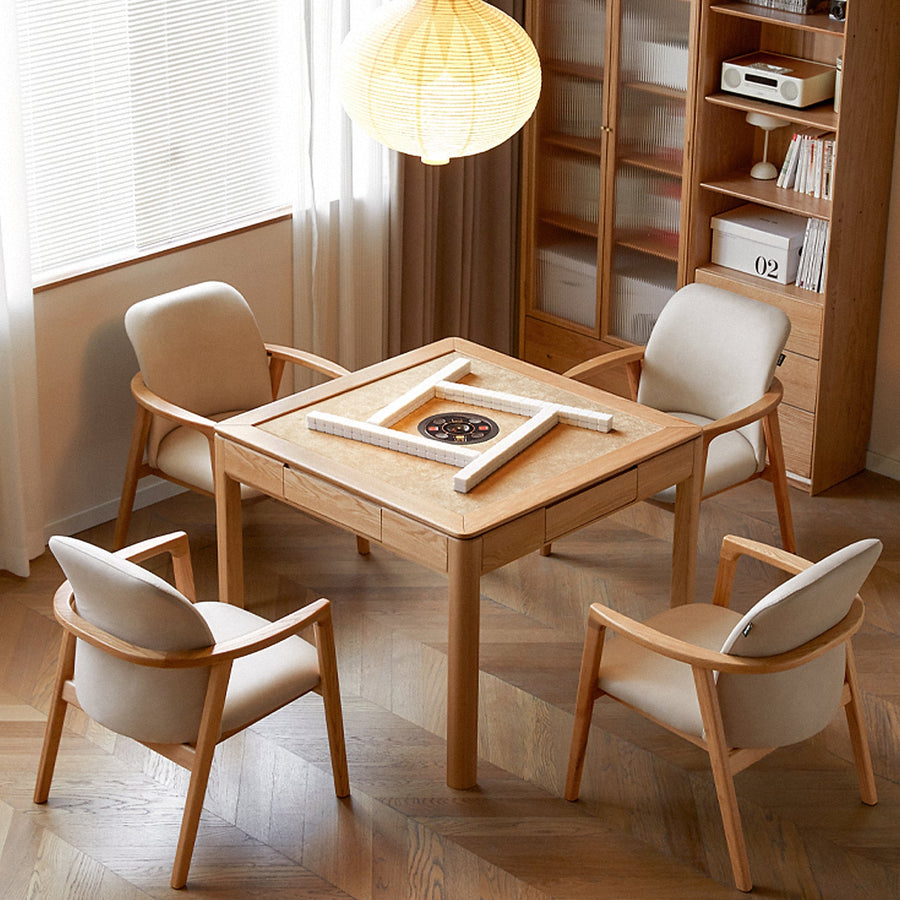 Scandinavian oak wood electric automatic mahjong table luckyv primary product view.