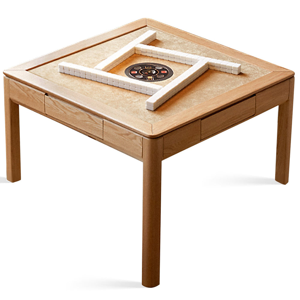Scandinavian oak wood electric automatic mahjong table luckyv in white background.