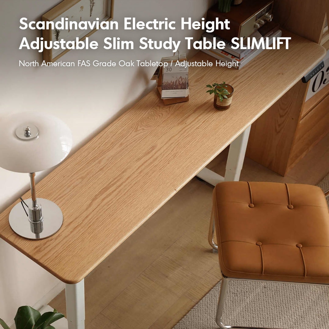 Scandinavian Oak Wood Electric Height Adjustable Slim Study Table SLIMLIFT