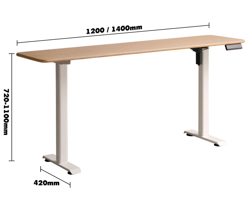 Scandinavian Oak Wood Electric Height Adjustable Slim Study Table SLIMLIFT Size Chart