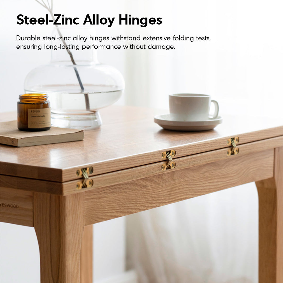 Scandinavian oak wood extendable dining table privot detail 2.