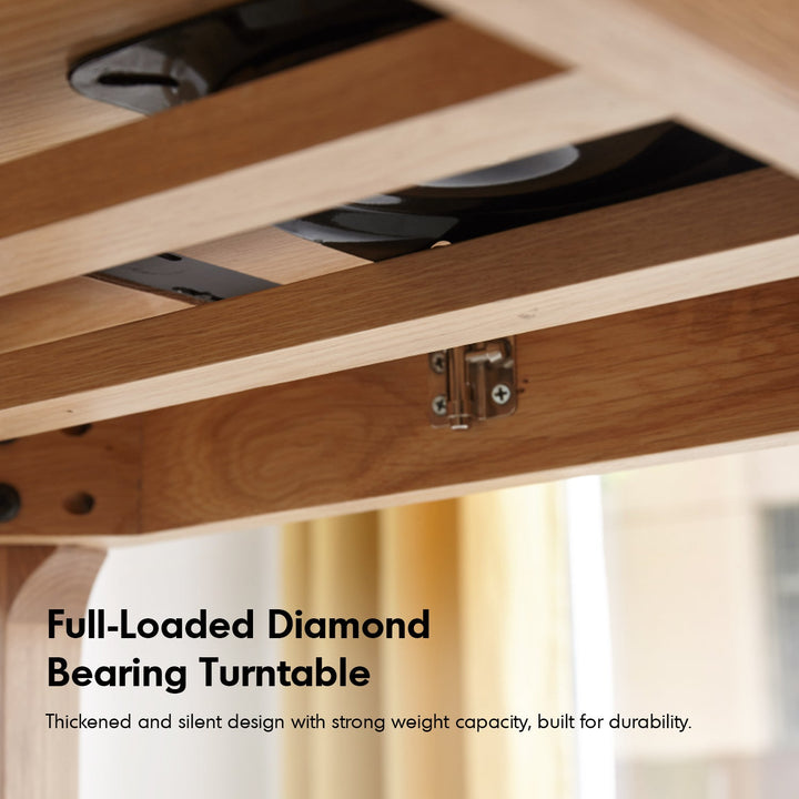 Scandinavian oak wood extendable dining table privot detail 3.