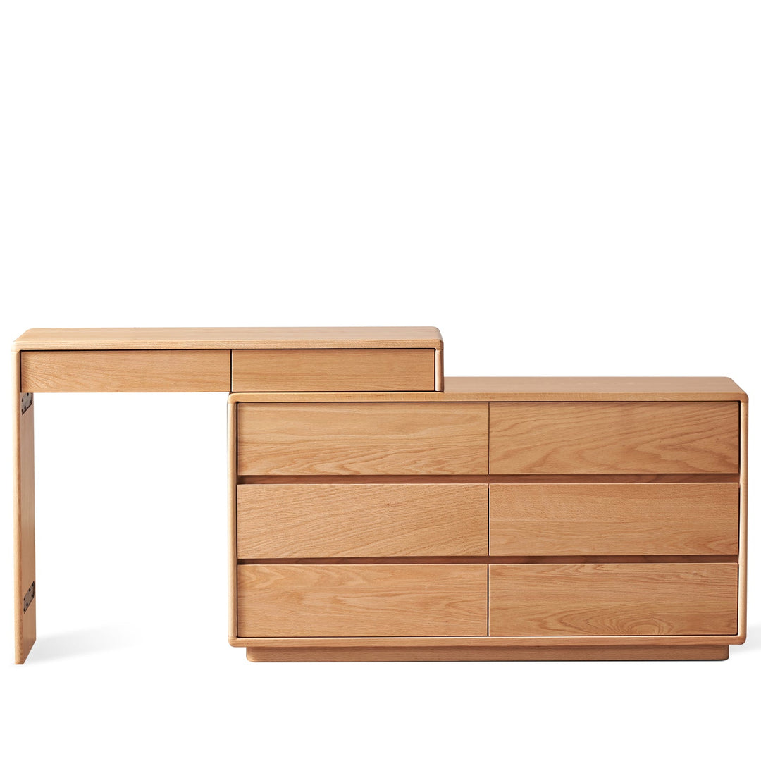 Scandinavian Oak Wood Extendable Dressing Table With Chest Of Drawers BLEND