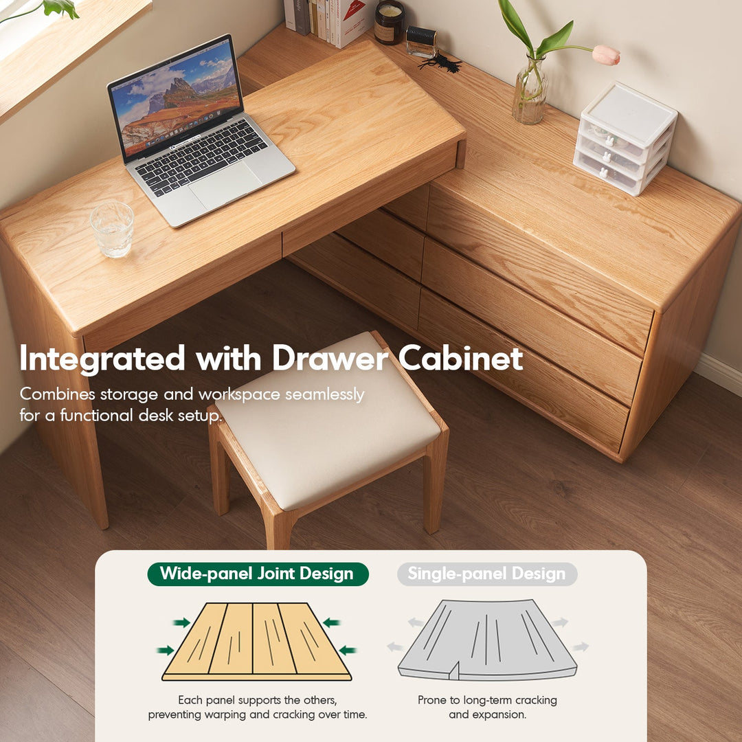 Scandinavian Oak Wood Extendable Dressing Table With Chest Of Drawers BLEND