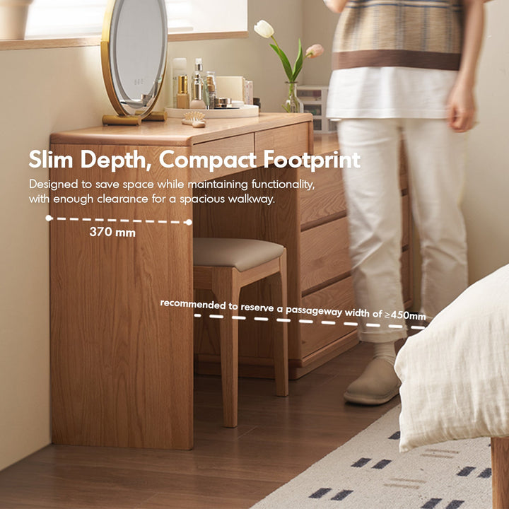 Scandinavian Oak Wood Extendable Dressing Table With Chest Of Drawers BLEND