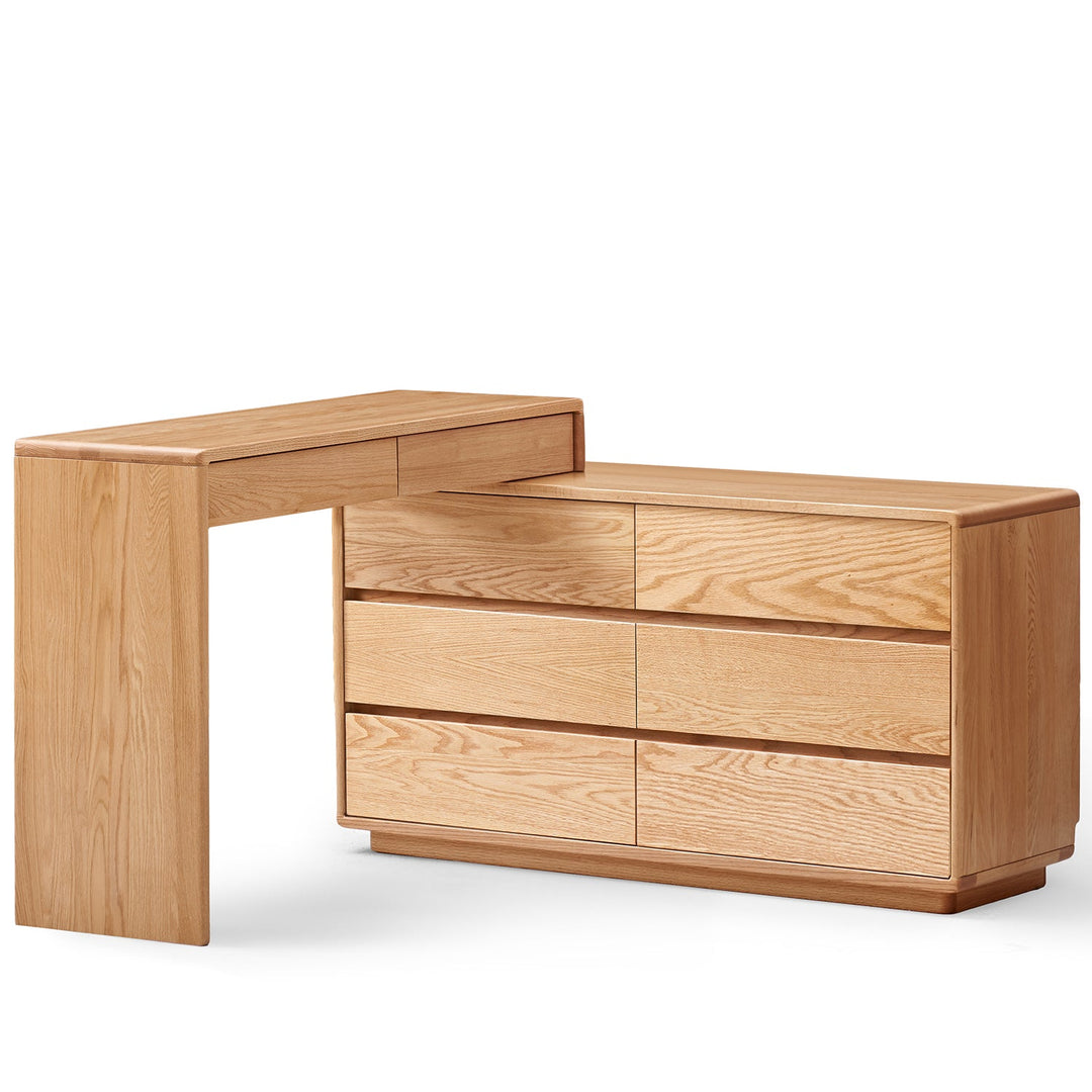 Scandinavian Oak Wood Extendable Dressing Table With Chest Of Drawers BLEND