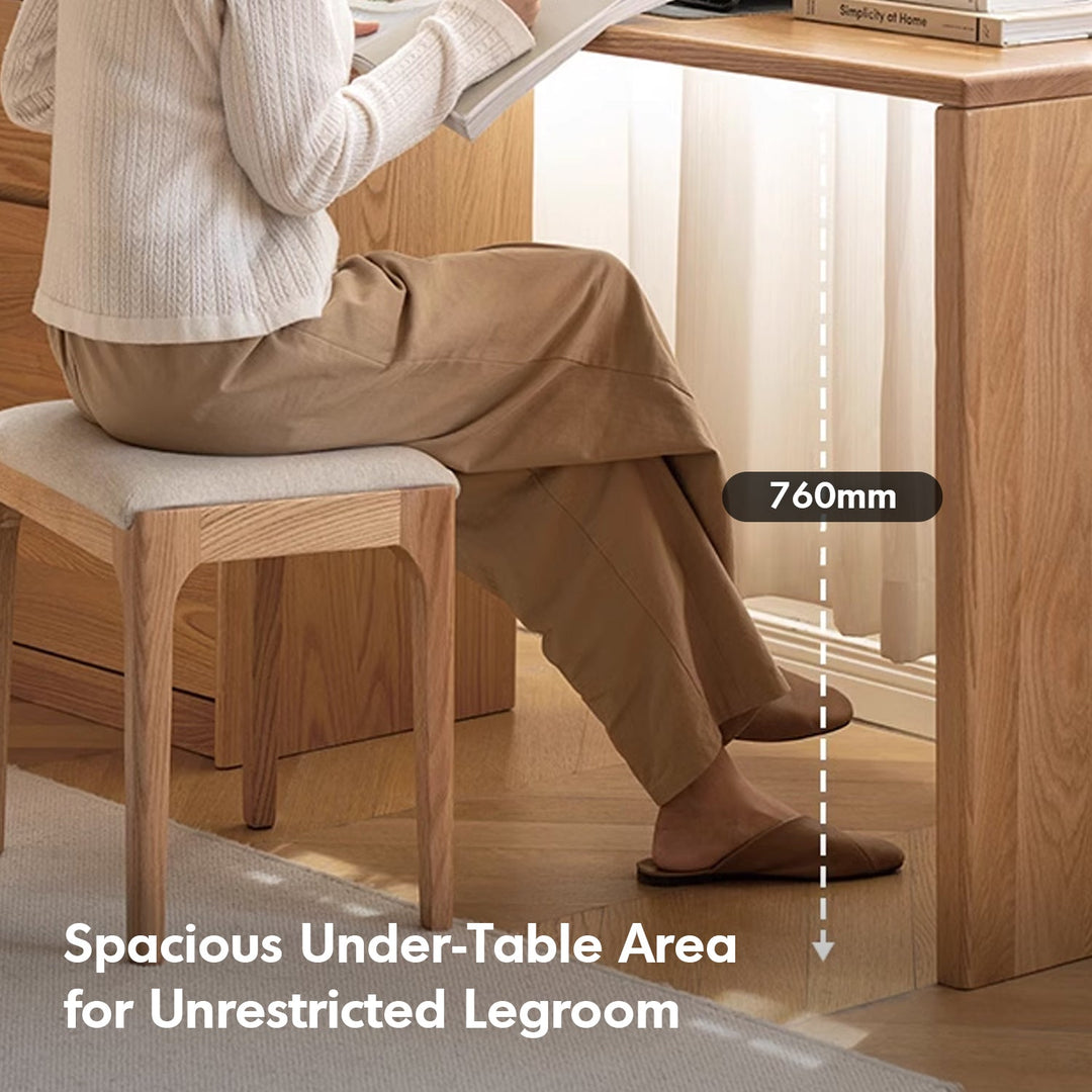 Scandinavian oak wood extendable dressing table with chest of drawers vista detail 1.