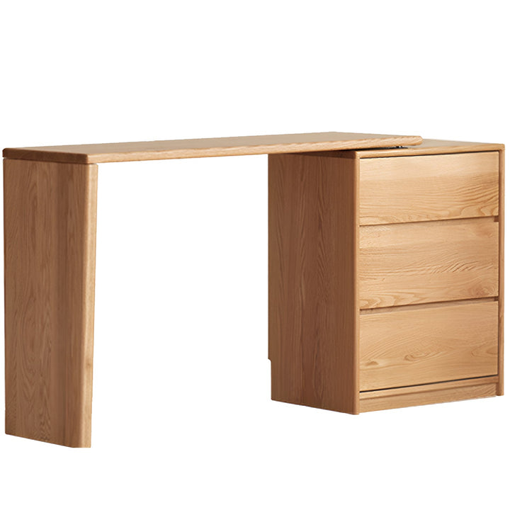 Scandinavian oak wood extendable dressing table with chest of drawers vista detail 13.