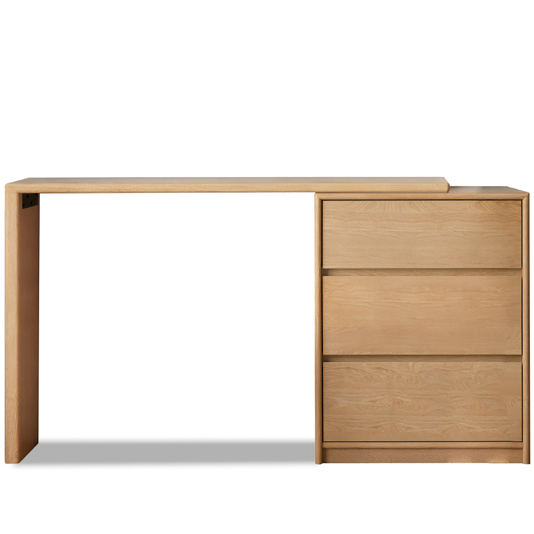 Scandinavian oak wood extendable dressing table with chest of drawers vista detail 15.