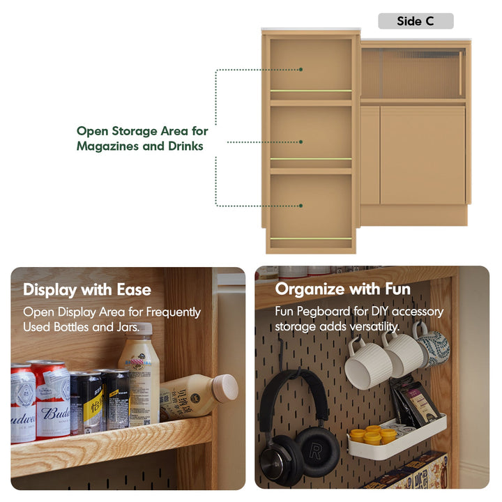 Scandinavian Oak Wood Extendable Storage Bar Table EXPANDI