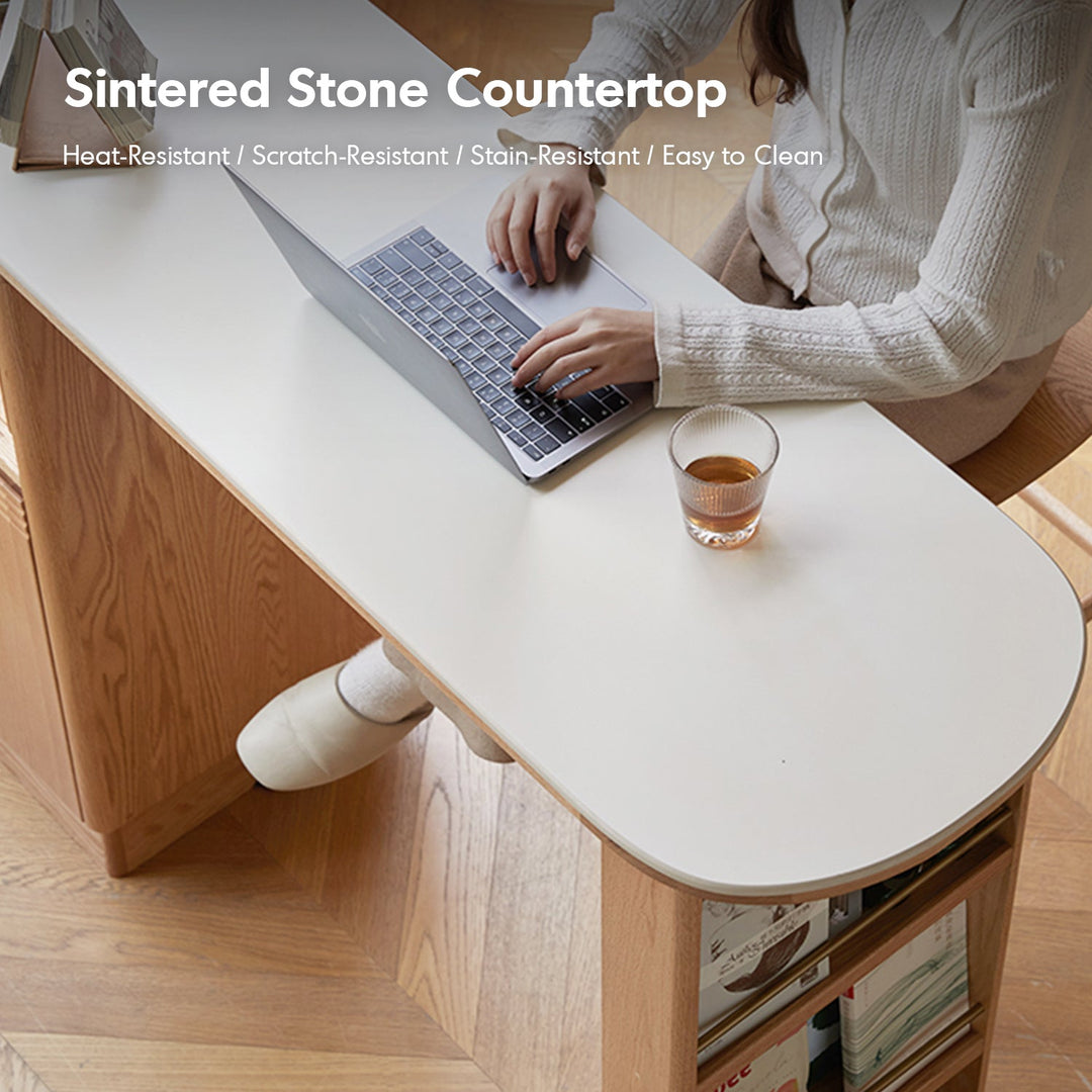 Scandinavian Oak Wood Extendable Storage Bar Table EXPANDI