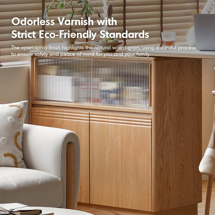 Scandinavian Oak Wood Extendable Storage Bar Table EXPANDI