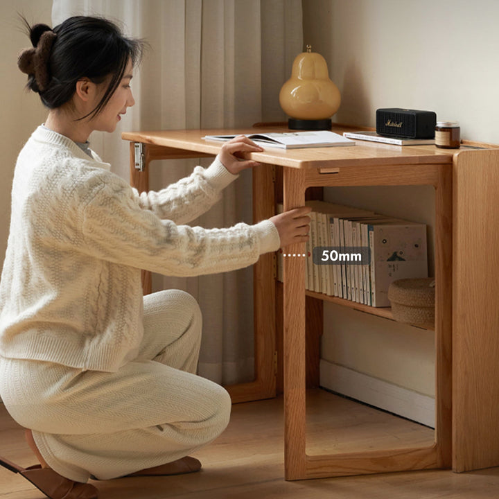 Scandinavian oak wood extendable study table jora detail 1.