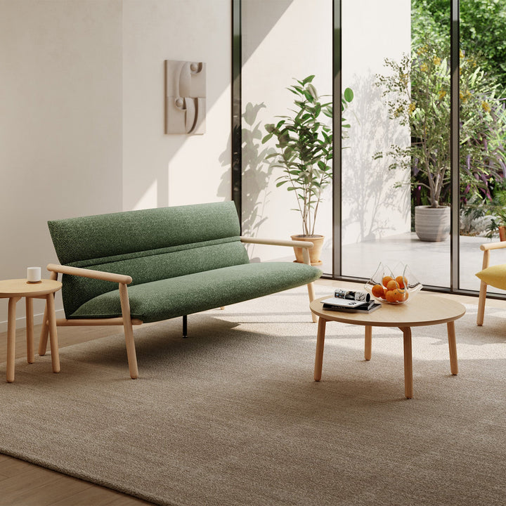 Scandinavian Oak Wood Fabric 2 Seater Sofa MAY