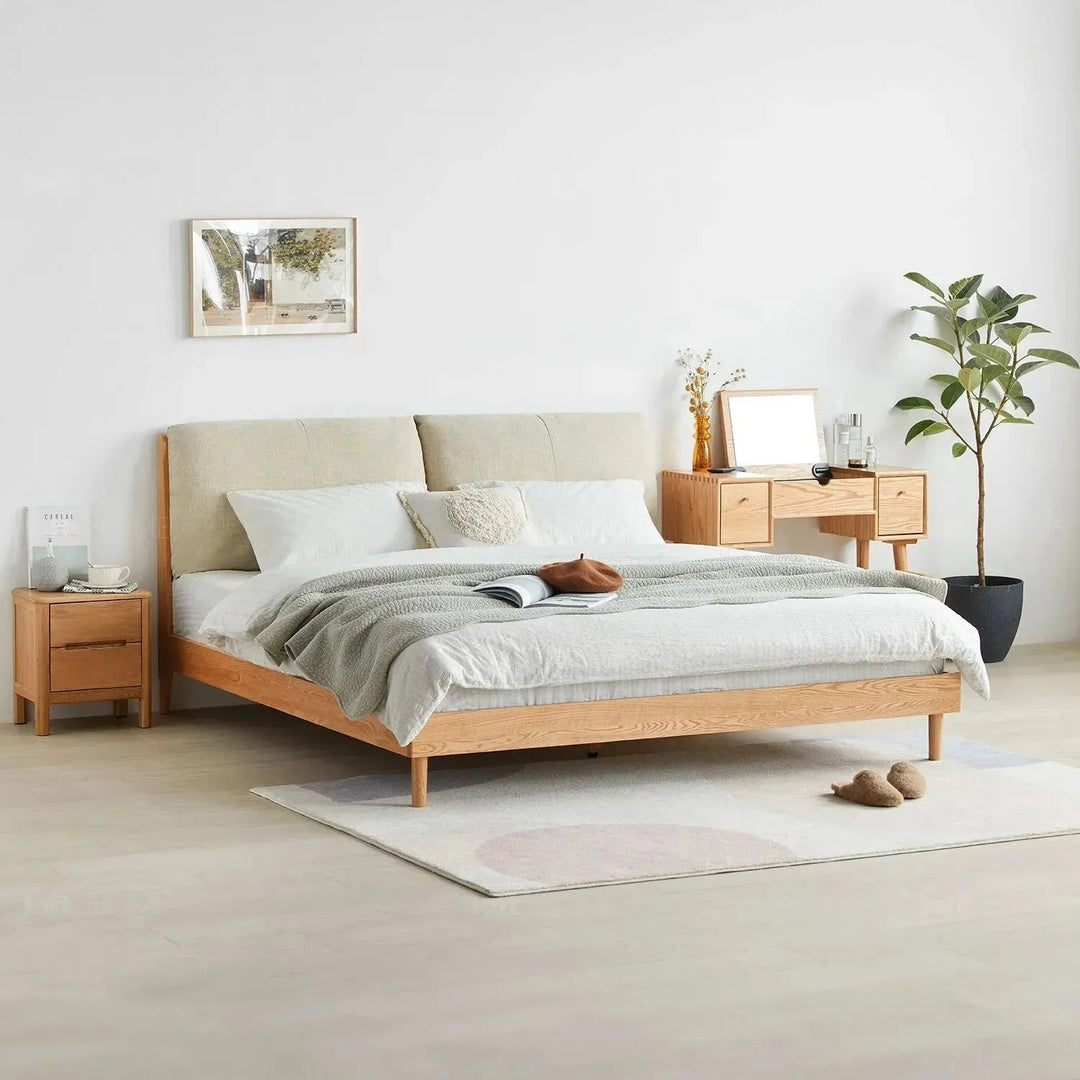Scandinavian oak wood fabric bed rutland detail 11.