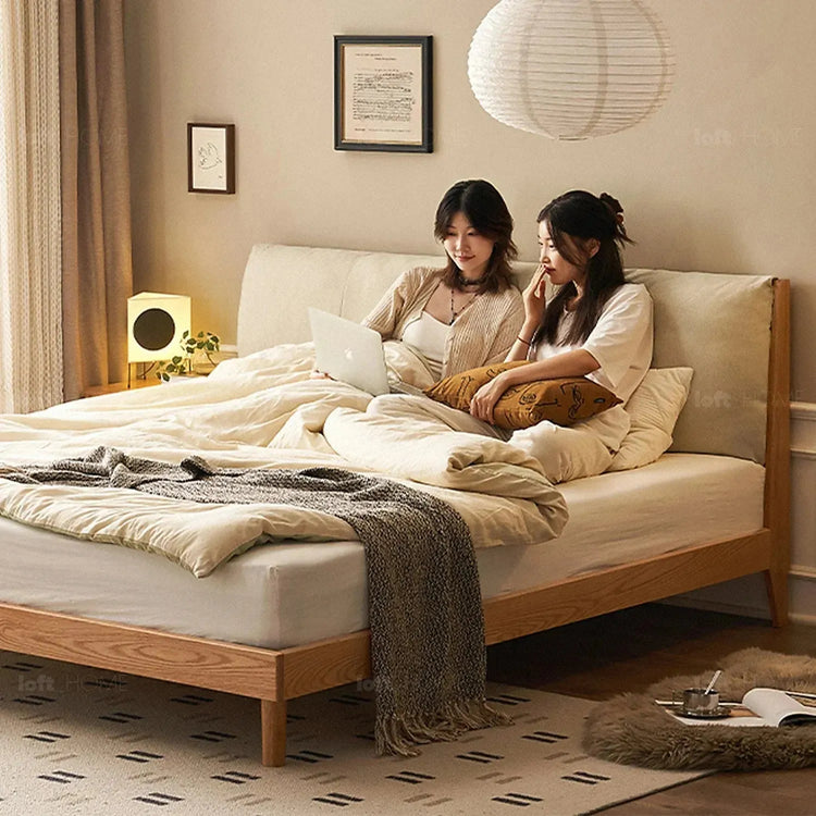 Scandinavian Oak Wood Fabric Bed RUTLAND Good to Know Preview-1