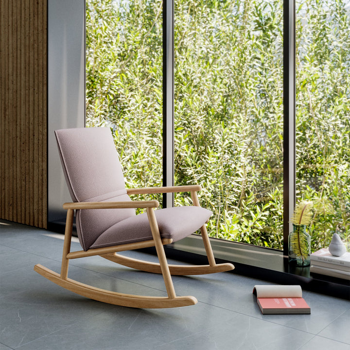 Scandinavian Oak Wood Fabric Rocking Chair MAY