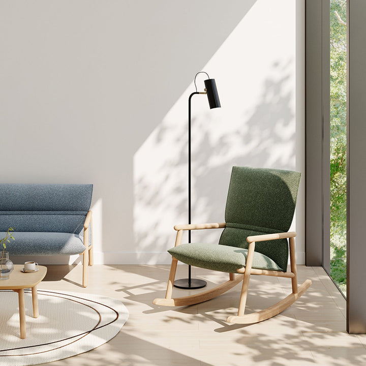 Scandinavian Oak Wood Fabric Rocking Chair MAY