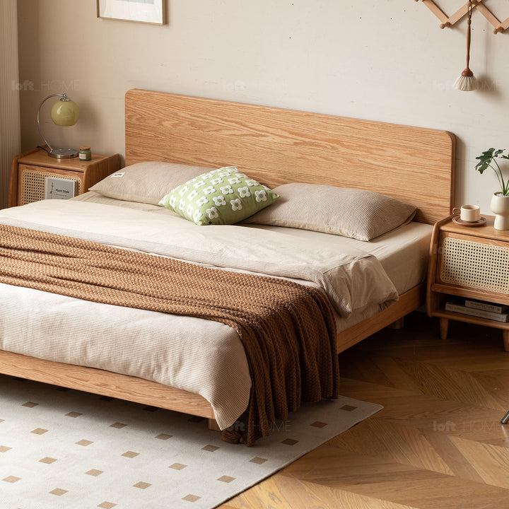 Scandinavian Oak Wood Floating Bed DRIFT