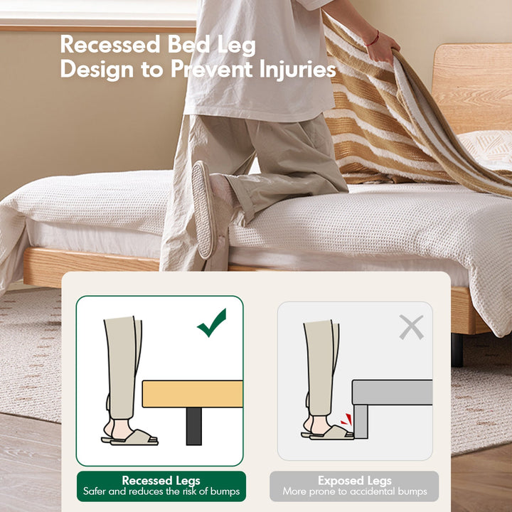 Scandinavian Oak Wood Headboard Adjustable Floating Bed NORA