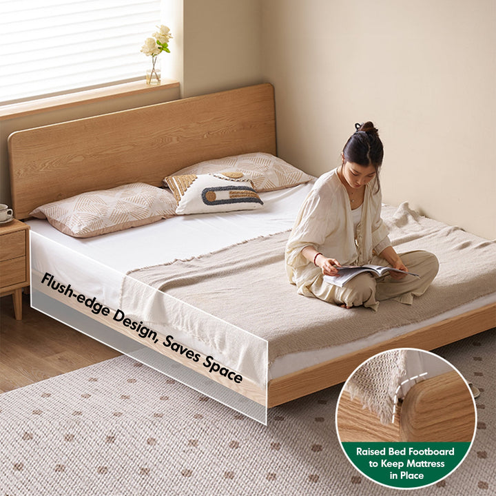 Scandinavian Oak Wood Headboard Adjustable Floating Bed NORA