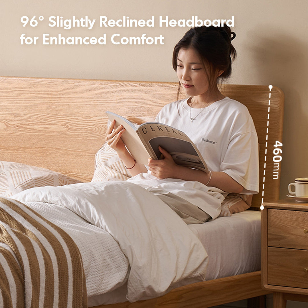 Scandinavian Oak Wood Headboard Adjustable Floating Bed NORA